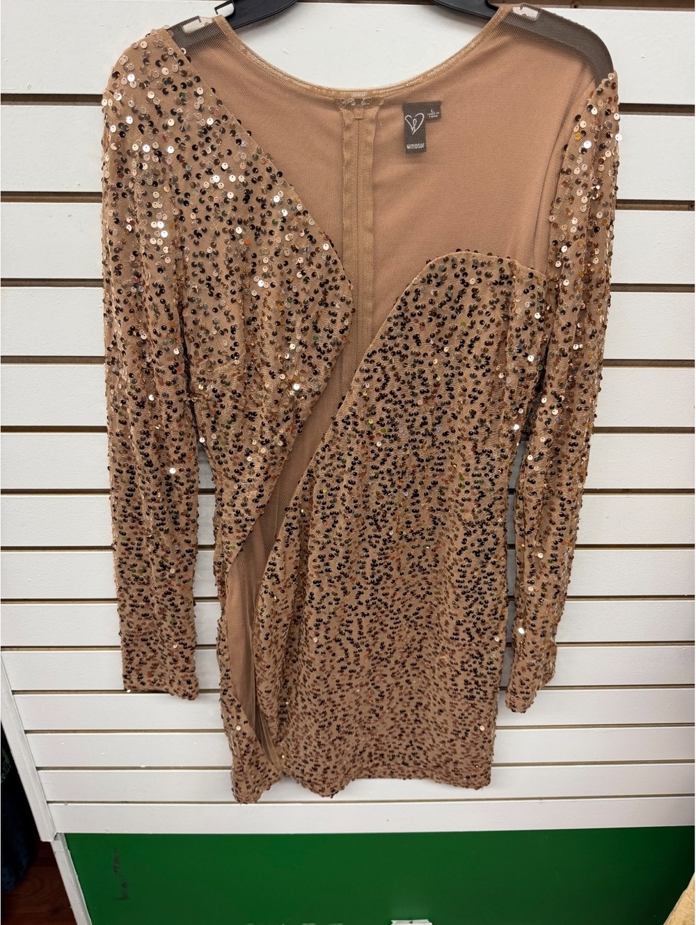 Windsor Nude Sequin Mesh Bodycon Mini Dress Size Large
